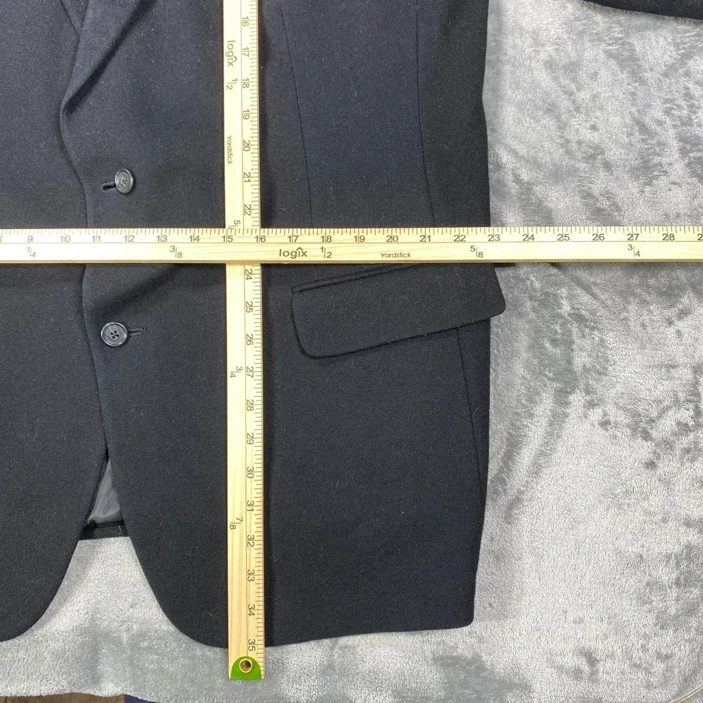 Vintage Camel Hair Blazer 46L Black Two Button Sport Coat Old Money Suit Jacket